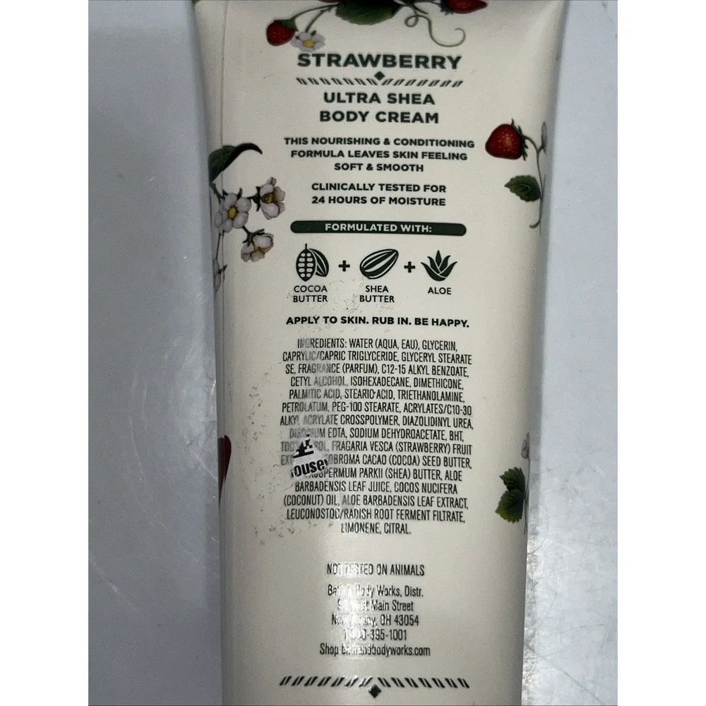 Bath & Body Works Strawberry‎ 24 hour Moisture Ultra Shea Body Cream 8oz Retired